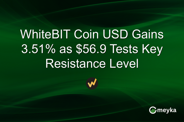 WhiteBIT Coin USD Gains 3.51% as $56.9 Tests Key Resistance Level