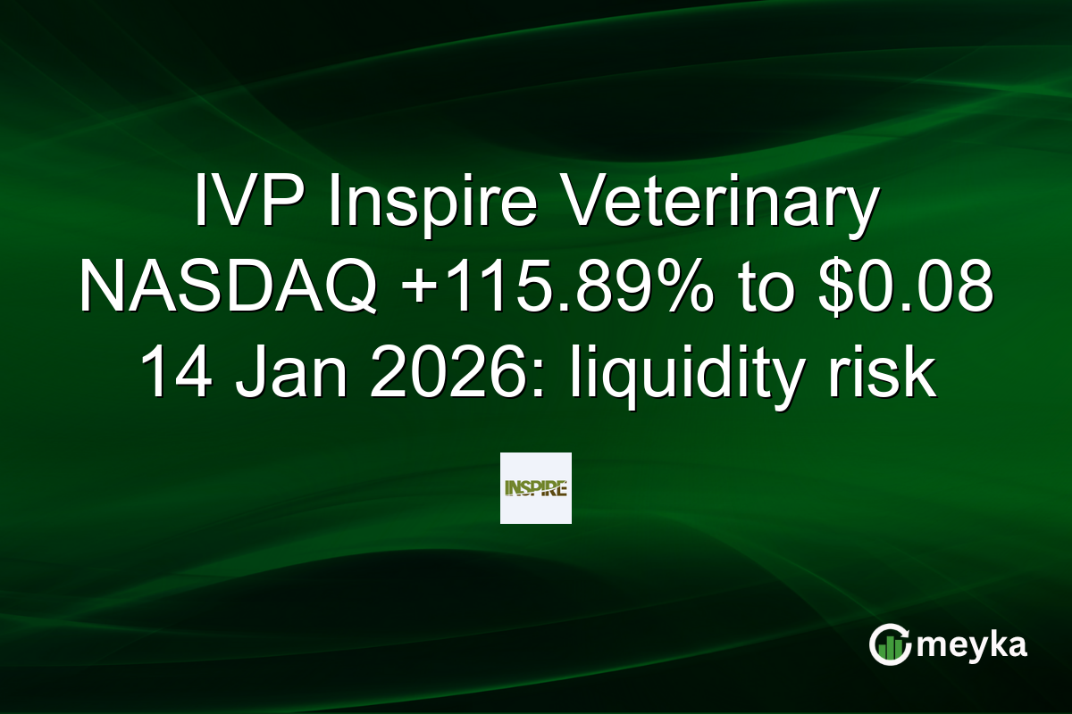 IVP Inspire Veterinary NASDAQ +115.89% to $0.08 14 Jan 2026: liquidity risk