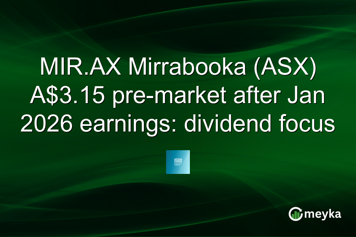 MIR.AX Mirrabooka (ASX) A$3.15 pre-market after Jan 2026 earnings: dividend focus