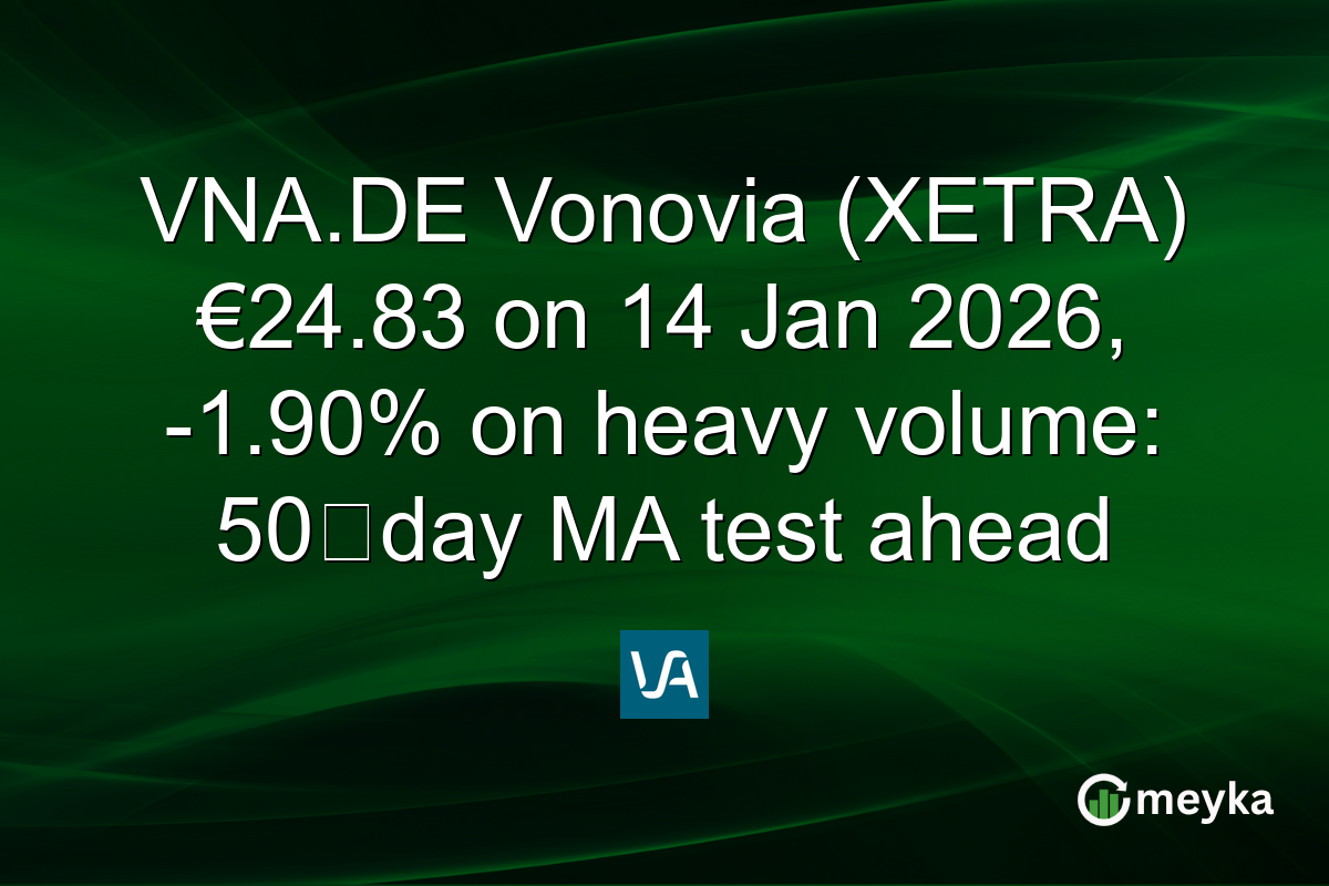 VNA.DE Vonovia (XETRA) €24.83 on 14 Jan 2026, -1.90% on heavy volume: 50‑day MA test ahead