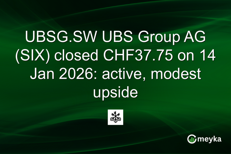 UBSG.SW UBS Group AG (SIX) closed CHF37.75 on 14 Jan 2026: active, modest upside