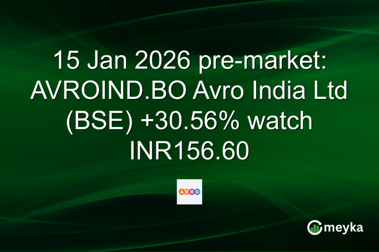 15 Jan 2026 pre-market: AVROIND.BO Avro India Ltd (BSE) +30.56% watch INR156.60