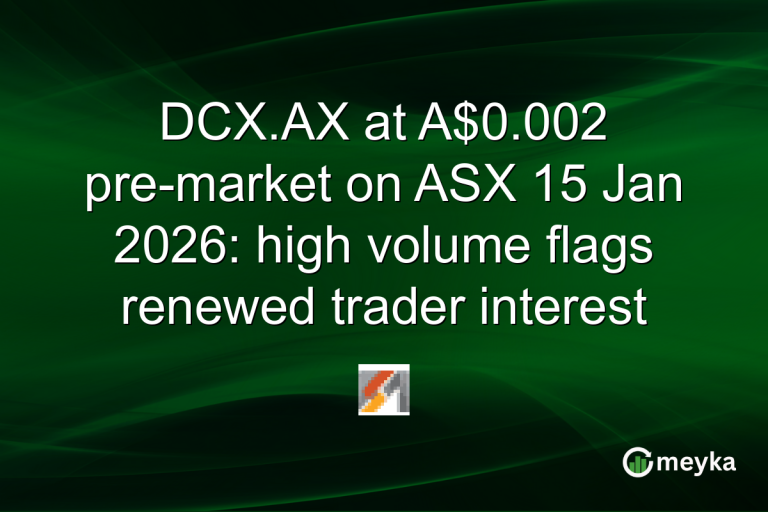 DCX.AX at A$0.002 pre-market on ASX 15 Jan 2026: high volume flags renewed trader interest