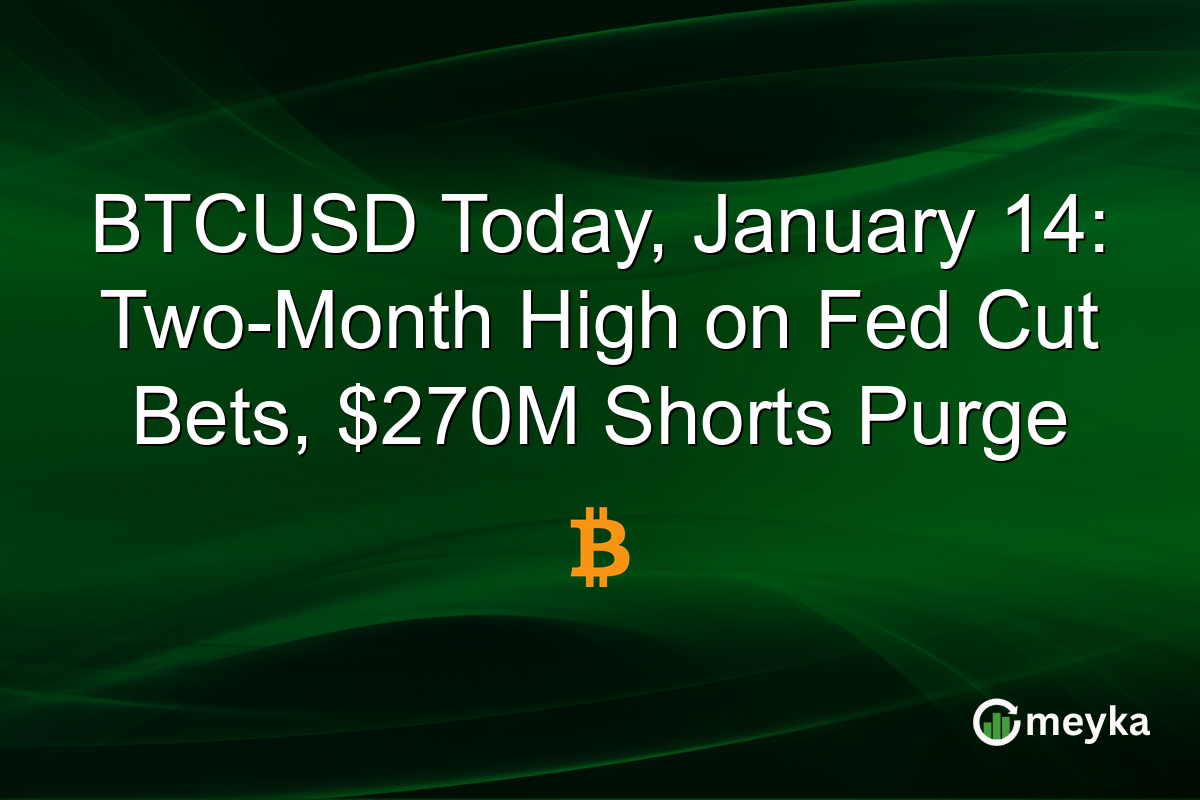 BTCUSD Today, January 14: Two-Month High on Fed Cut Bets, $270M Shorts Purge
