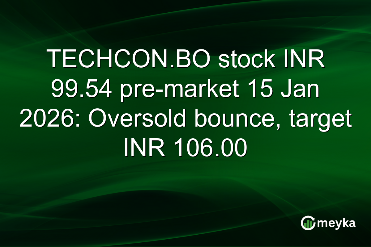 TECHCON.BO stock INR 99.54 pre-market 15 Jan 2026: Oversold bounce, target INR 106.00