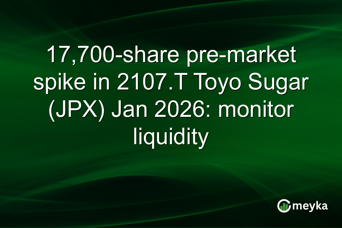 17,700-share pre-market spike in 2107.T Toyo Sugar (JPX) Jan 2026: monitor liquidity