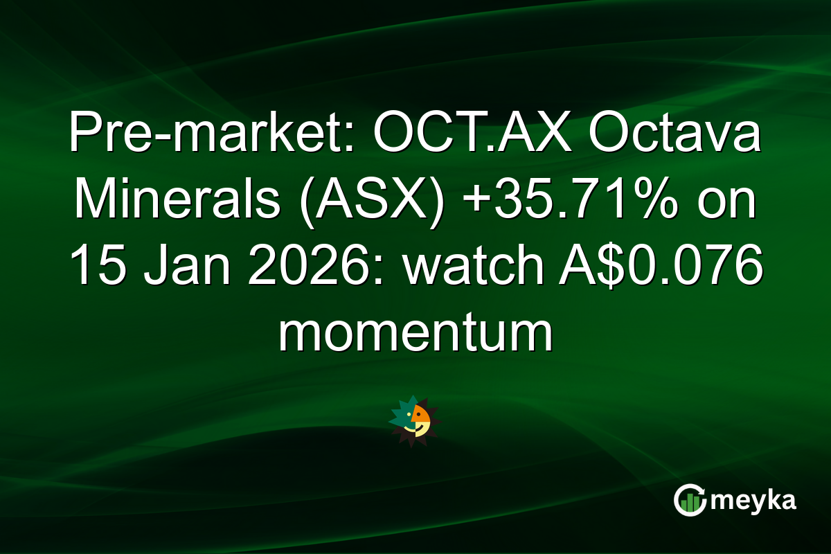 Pre-market: OCT.AX Octava Minerals (ASX) +35.71% on 15 Jan 2026: watch A$0.076 momentum
