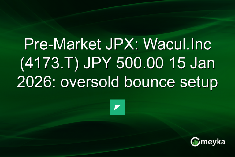 Pre-Market JPX: Wacul.Inc (4173.T) JPY 500.00 15 Jan 2026: oversold bounce setup