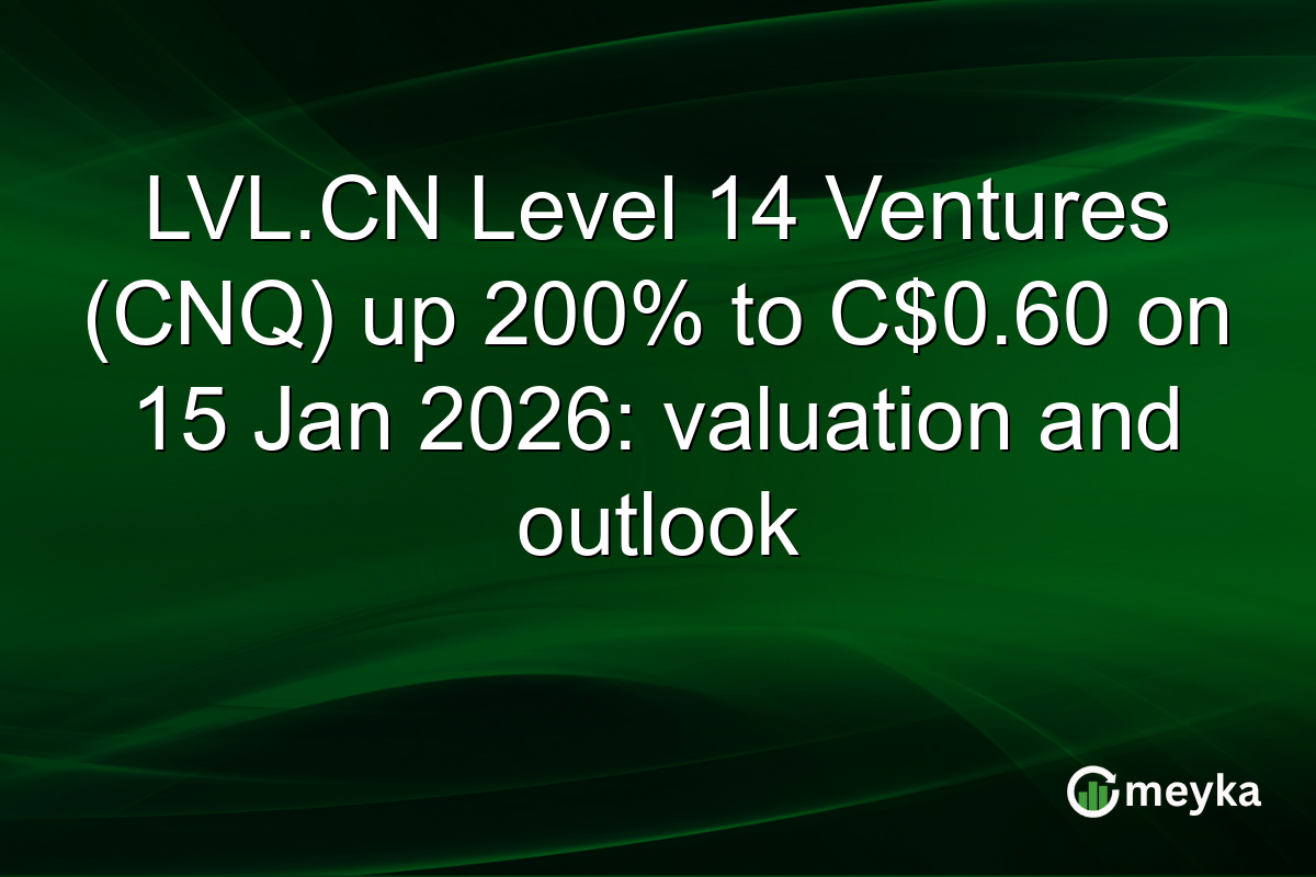 LVL.CN Level 14 Ventures (CNQ) up 200% to C$0.60 on 15 Jan 2026: valuation and outlook