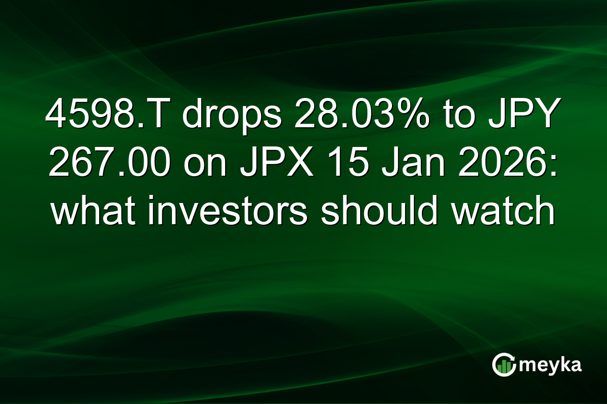 4598.T drops 28.03% to JPY 267.00 on JPX 15 Jan 2026: what investors should watch