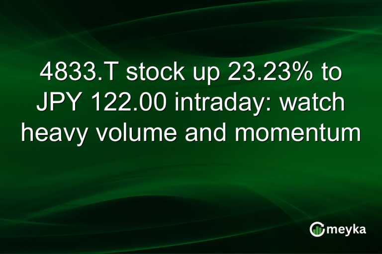 4833.T stock up 23.23% to JPY 122.00 intraday: watch heavy volume and momentum