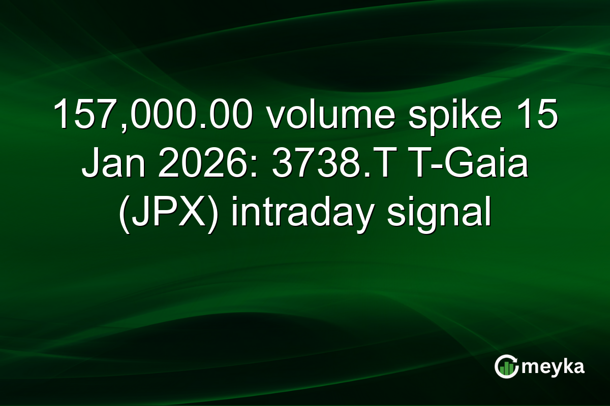 157,000.00 volume spike 15 Jan 2026: 3738.T T-Gaia (JPX) intraday signal