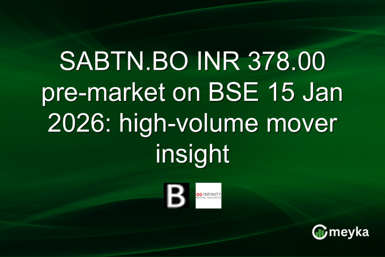 SABTN.BO INR 378.00 pre-market on BSE 15 Jan 2026: high-volume mover insight