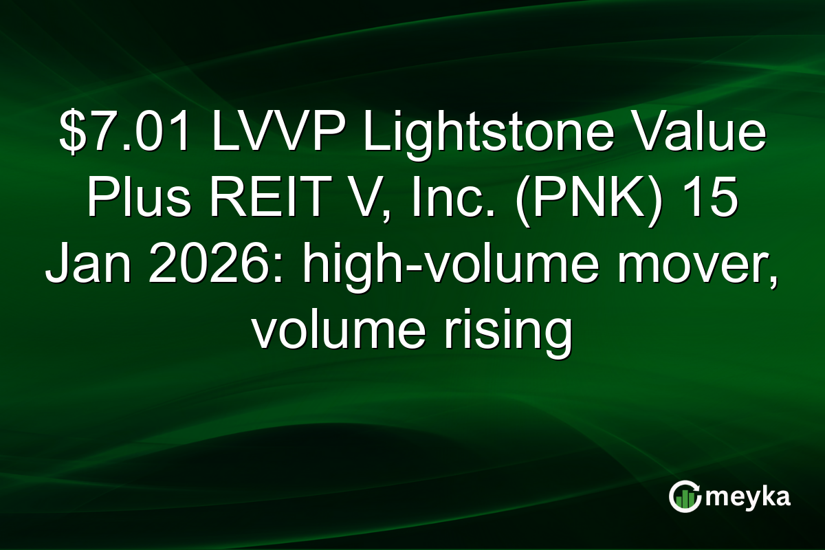 $7.01 LVVP Lightstone Value Plus REIT V, Inc. (PNK) 15 Jan 2026: high-volume mover, volume rising