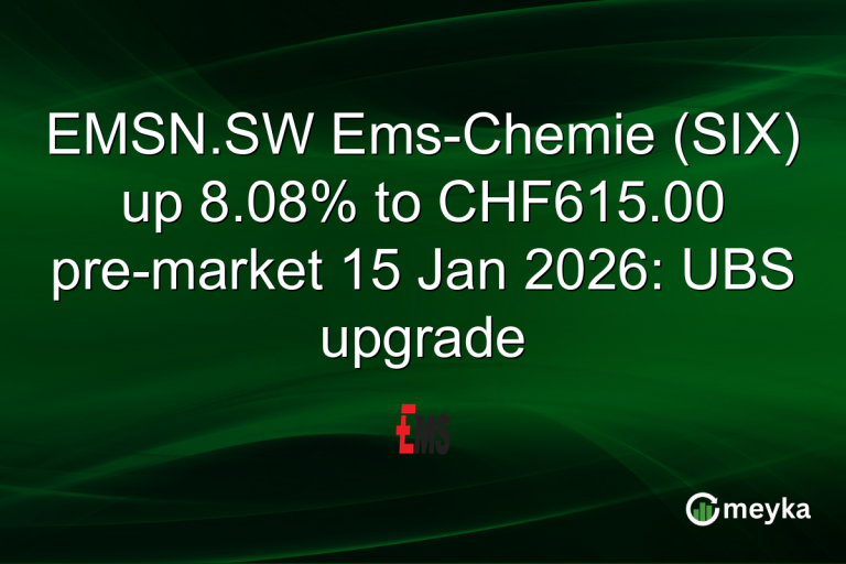 EMSN.SW Ems-Chemie (SIX) up 8.08% to CHF615.00 pre-market 15 Jan 2026: UBS upgrade