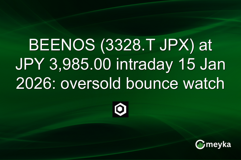 BEENOS (3328.T JPX) at JPY 3,985.00 intraday 15 Jan 2026: oversold bounce watch