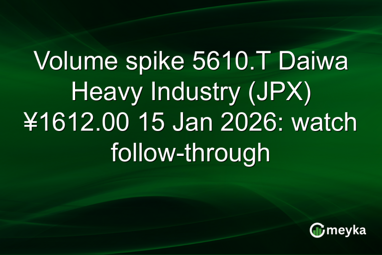 Volume spike 5610.T Daiwa Heavy Industry (JPX) ¥1612.00 15 Jan 2026: watch follow-through