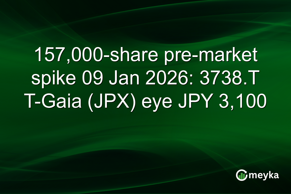 157,000-share pre-market spike 09 Jan 2026: 3738.T T-Gaia (JPX) eye JPY 3,100