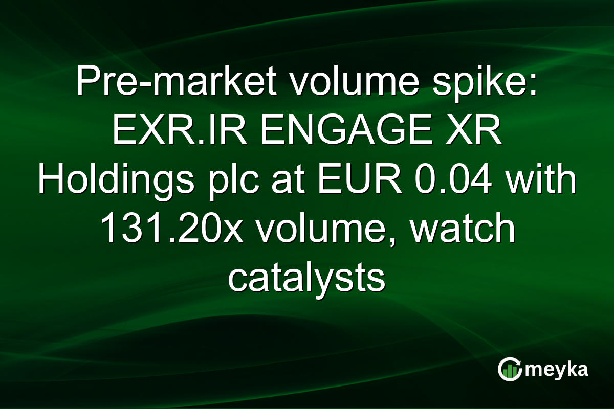 Pre-market volume spike: EXR.IR ENGAGE XR Holdings plc at EUR 0.04 with 131.20x volume, watch catalysts