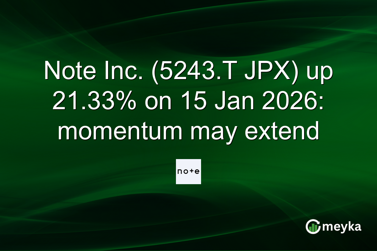 Note Inc. (5243.T JPX) up 21.33% on 15 Jan 2026: momentum may extend