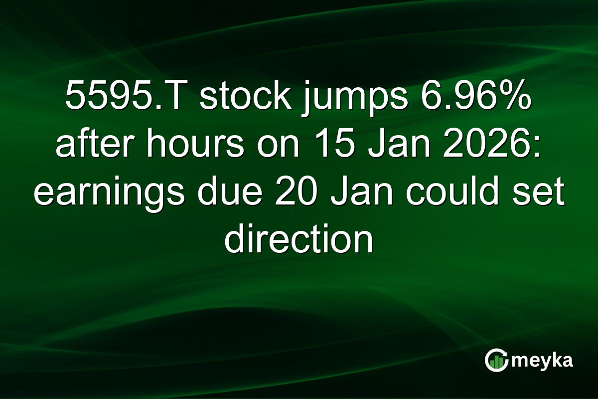 5595.T stock jumps 6.96% after hours on 15 Jan 2026: earnings due 20 Jan could set direction