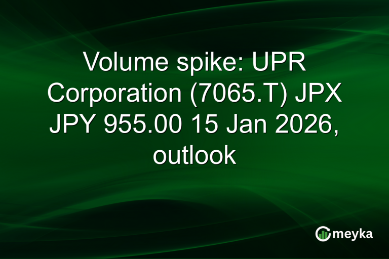 Volume spike: UPR Corporation (7065.T) JPX JPY 955.00 15 Jan 2026, outlook