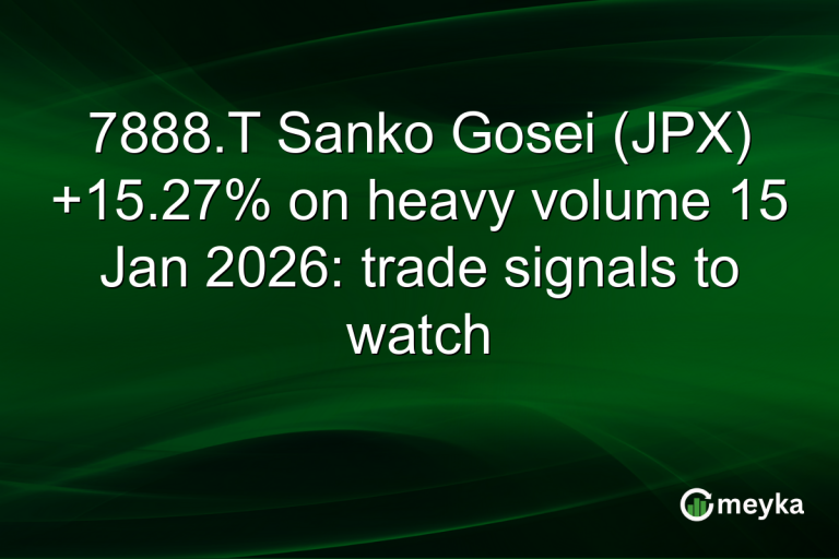7888.T Sanko Gosei (JPX) +15.27% on heavy volume 15 Jan 2026: trade signals to watch