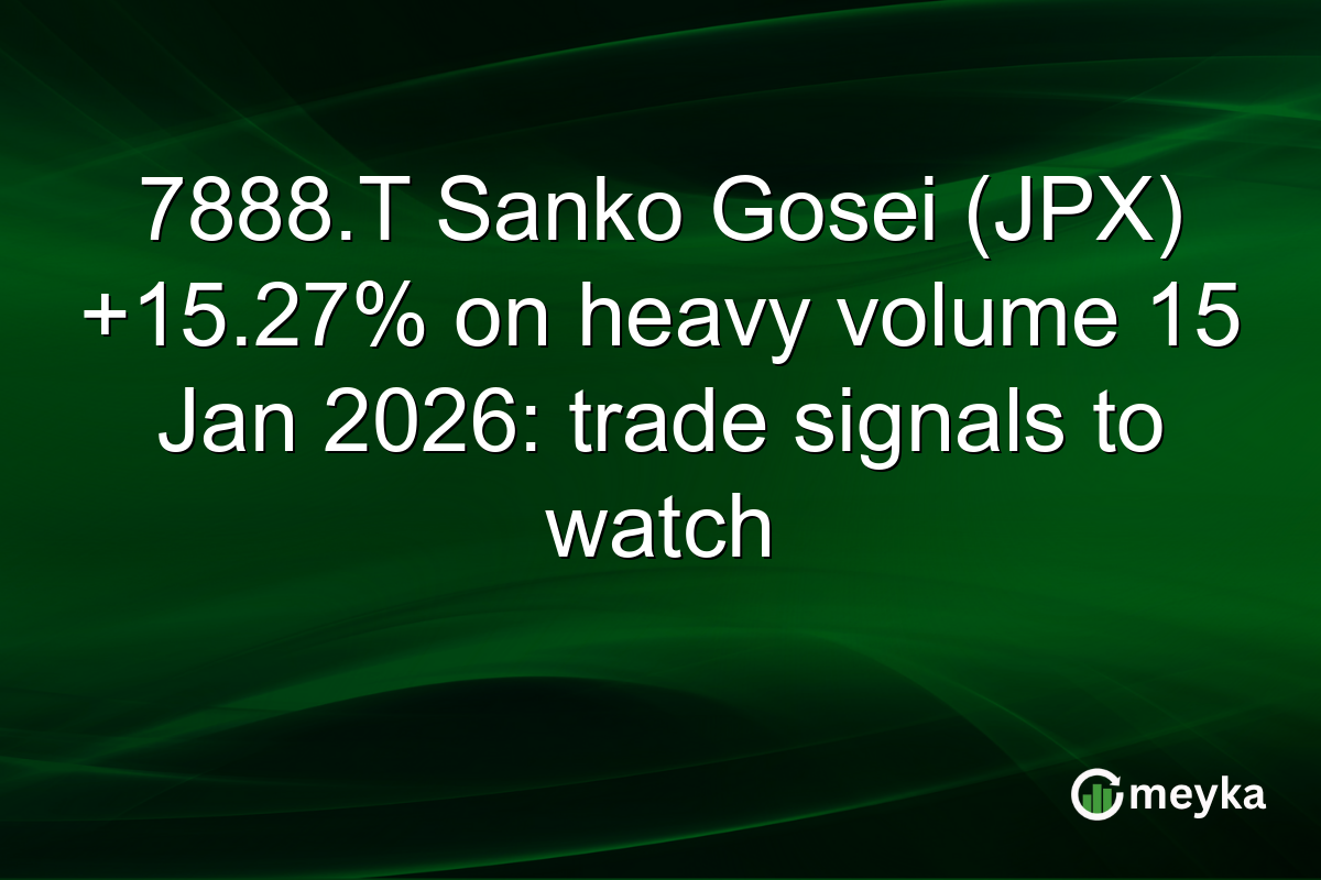 7888.T Sanko Gosei (JPX) +15.27% on heavy volume 15 Jan 2026: trade signals to watch
