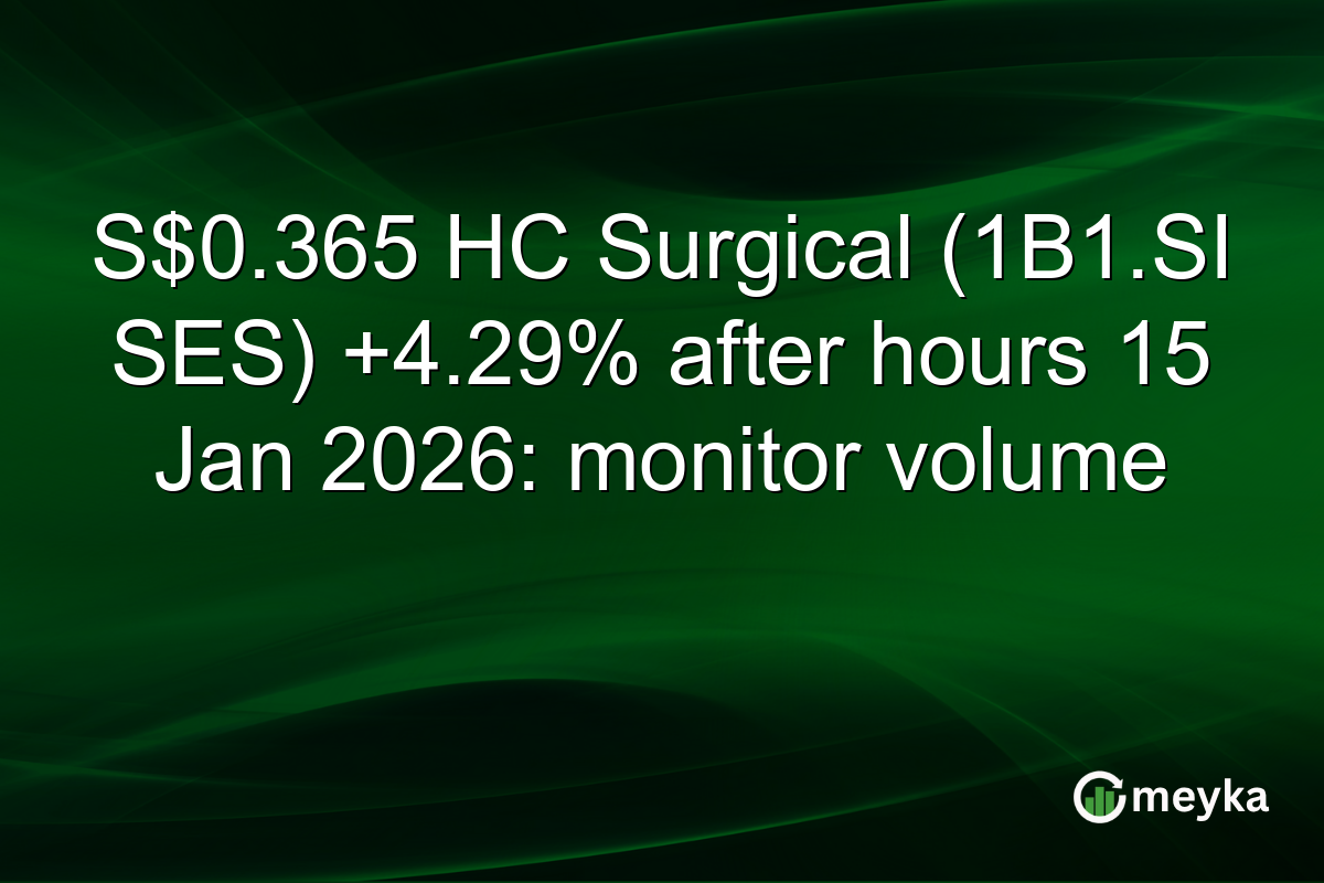 S$0.365 HC Surgical (1B1.SI SES) +4.29% after hours 15 Jan 2026: monitor volume