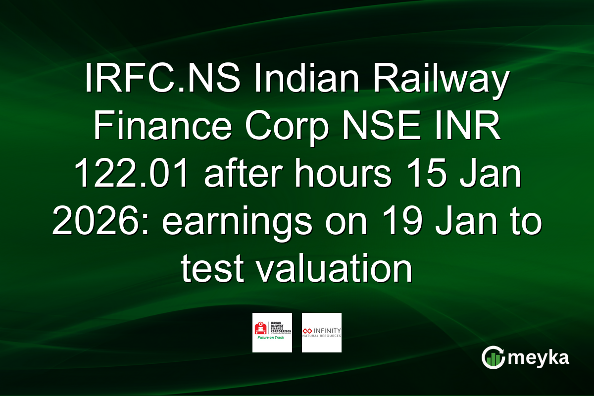 IRFC.NS Indian Railway Finance Corp NSE INR 122.01 after hours 15 Jan 2026: earnings on 19 Jan to test valuation
