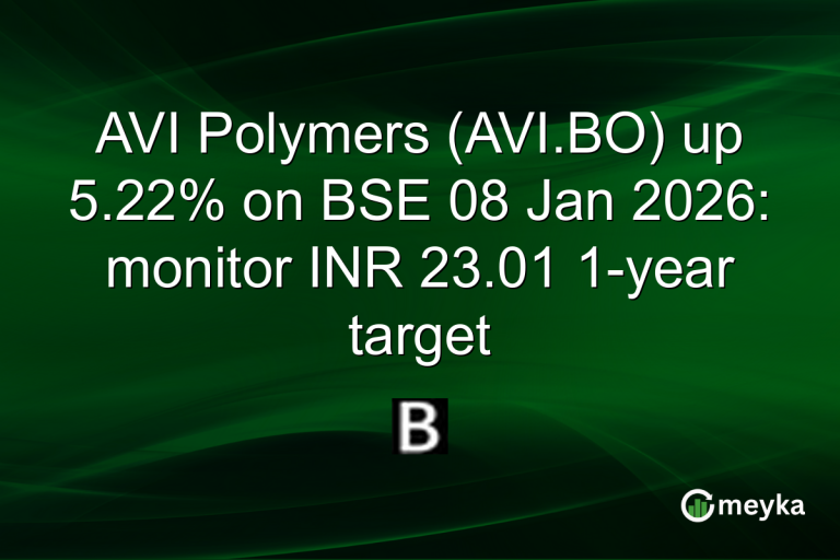 AVI Polymers (AVI.BO) up 5.22% on BSE 08 Jan 2026: monitor INR 23.01 1-year target