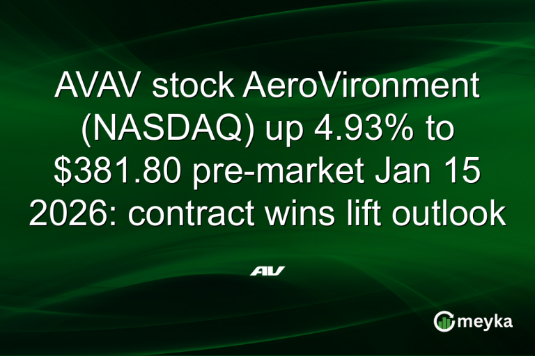 AVAV stock AeroVironment (NASDAQ) up 4.93% to $381.80 pre-market Jan 15 2026: contract wins lift outlook
