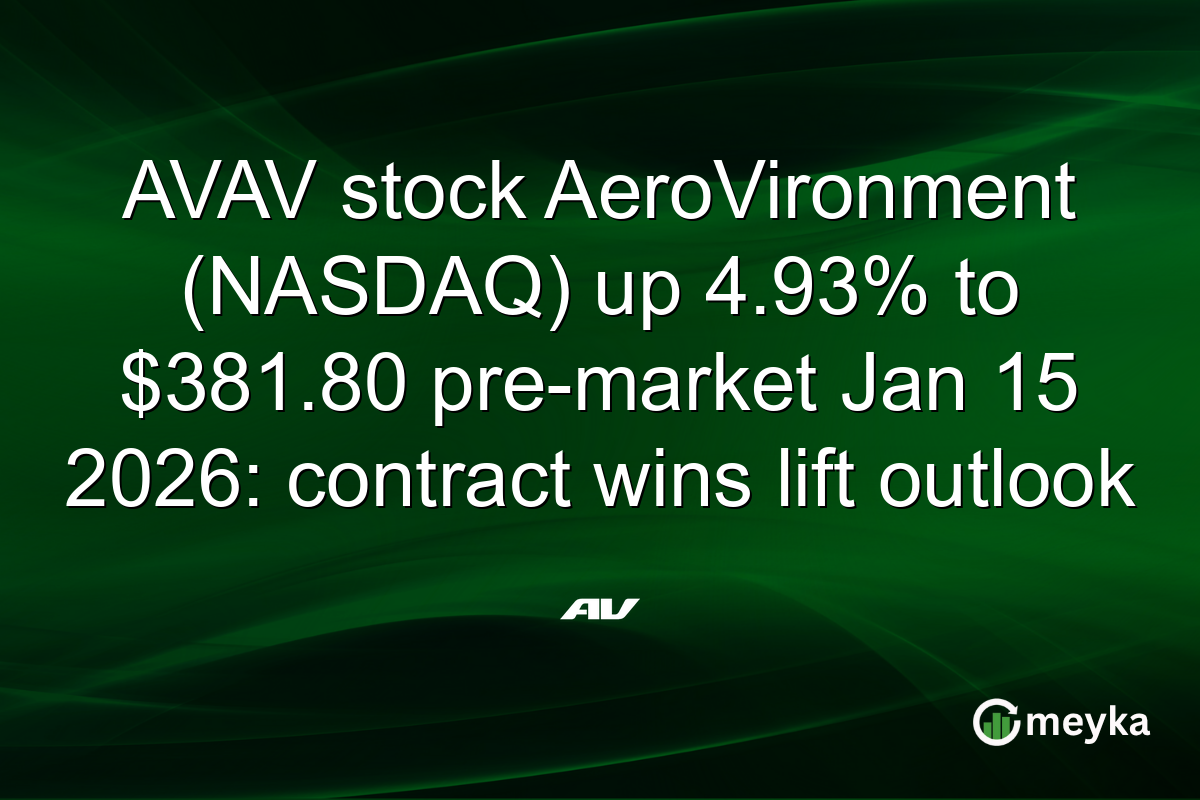 AVAV stock AeroVironment (NASDAQ) up 4.93% to $381.80 pre-market Jan 15 2026: contract wins lift outlook