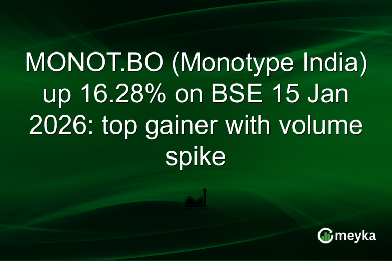 MONOT.BO (Monotype India) up 16.28% on BSE 15 Jan 2026: top gainer with volume spike