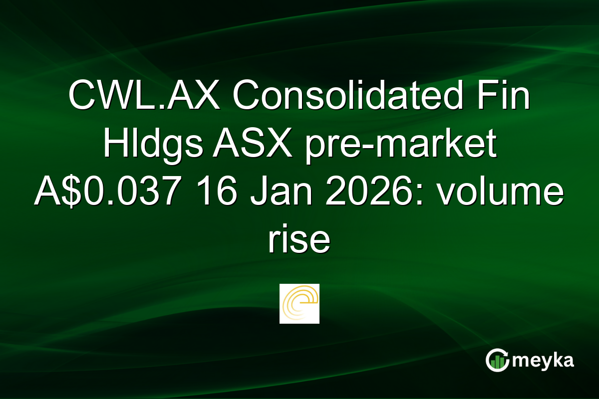 CWL.AX Consolidated Fin Hldgs ASX pre-market A$0.037 16 Jan 2026: volume rise