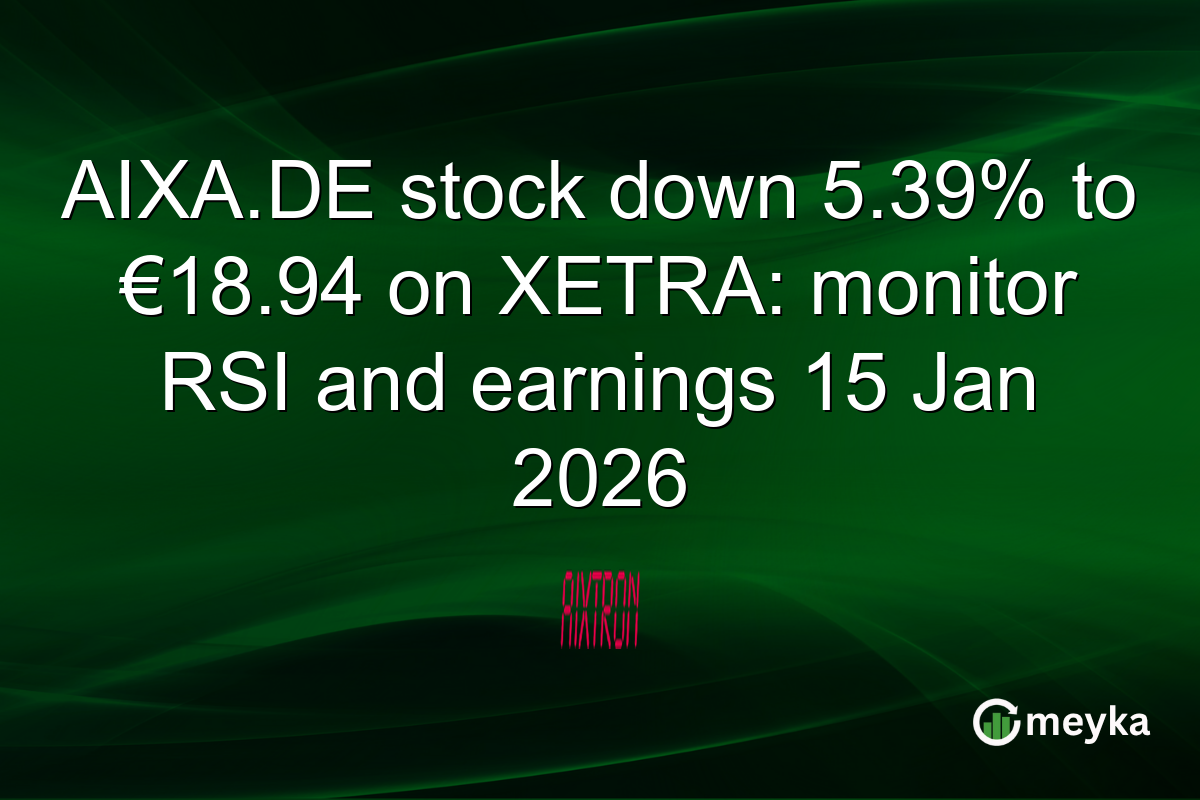AIXA.DE stock down 5.39% to €18.94 on XETRA: monitor RSI and earnings 15 Jan 2026