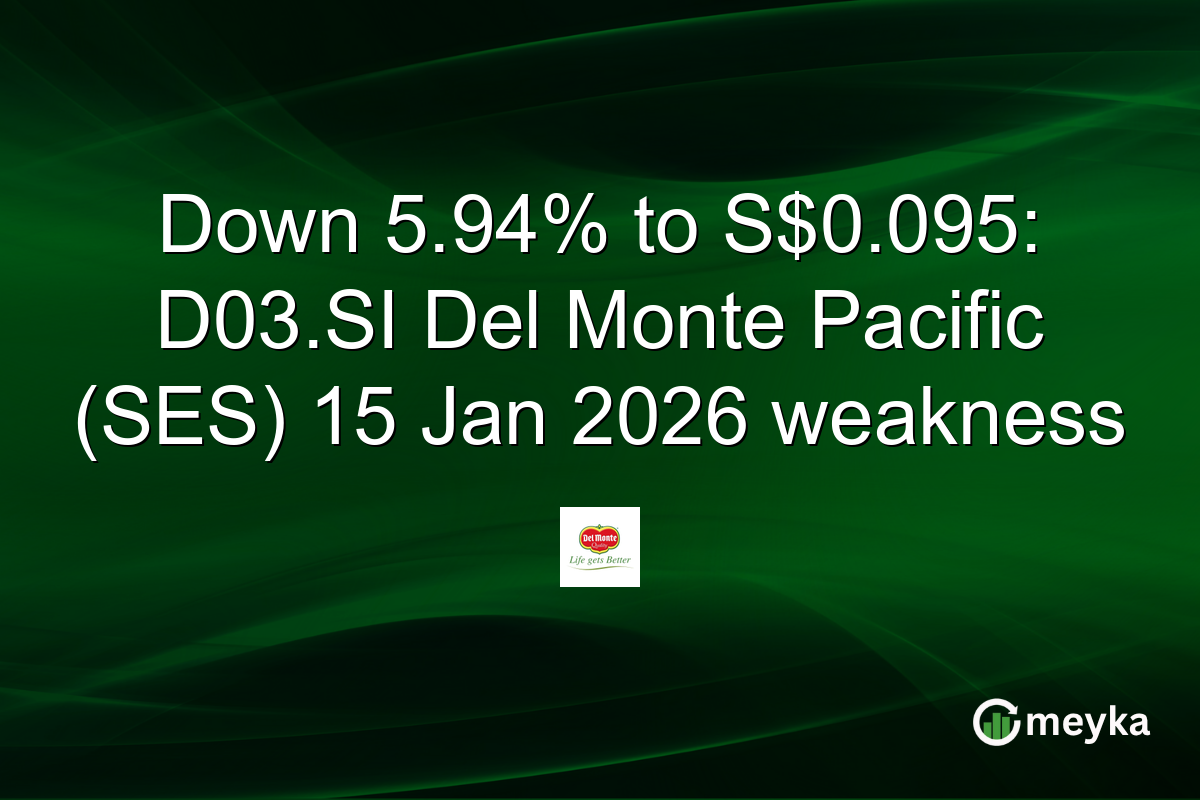 Down 5.94% to S$0.095: D03.SI Del Monte Pacific (SES) 15 Jan 2026 weakness