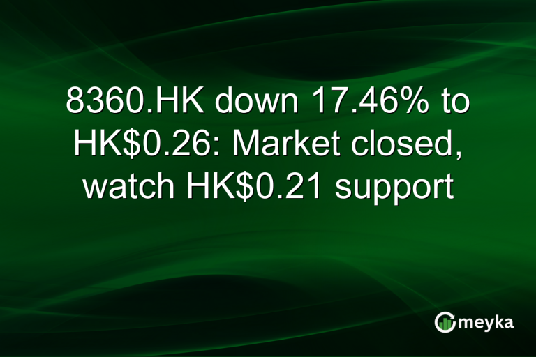 8360.HK down 17.46% to HK$0.26: Market closed, watch HK$0.21 support