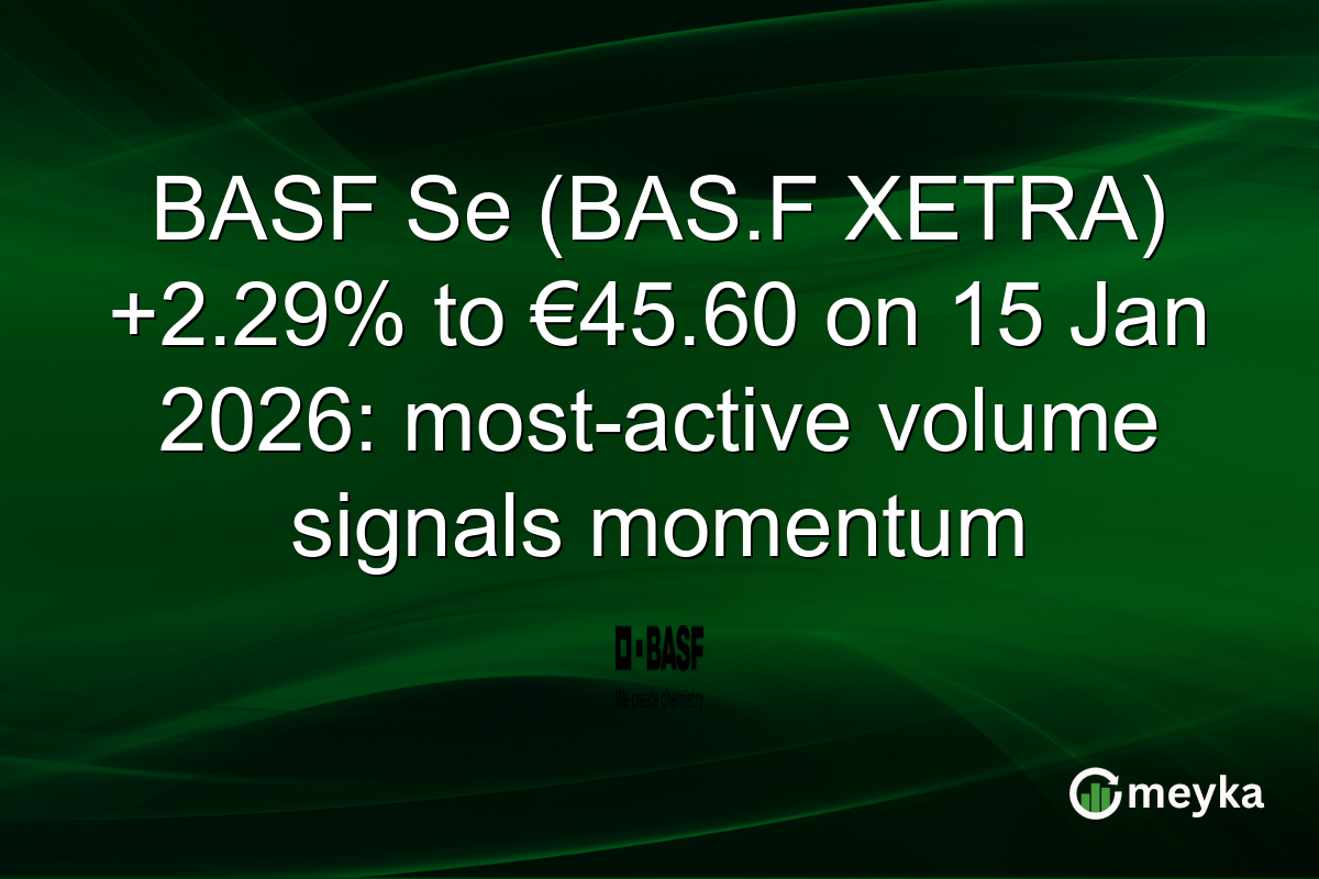 BASF Se (BAS.F XETRA) +2.29% to €45.60 on 15 Jan 2026: most-active volume signals momentum