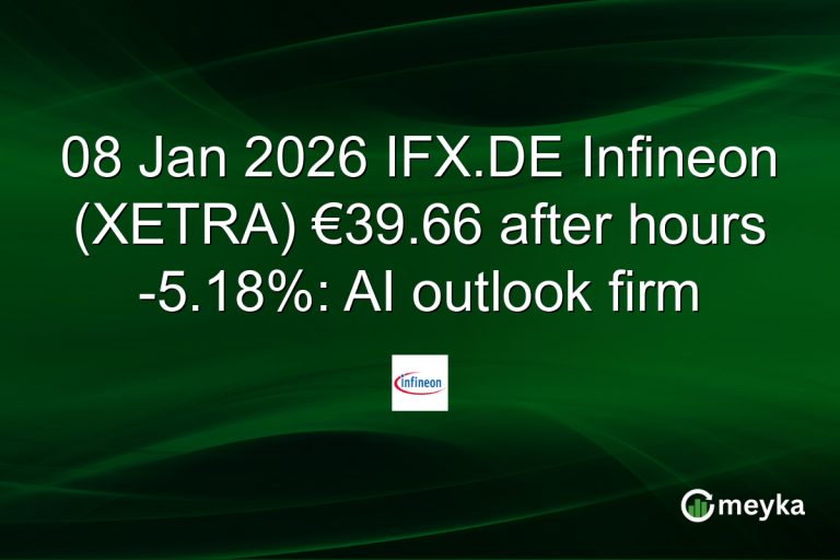 08 Jan 2026 IFX.DE Infineon (XETRA) €39.66 after hours -5.18%: AI outlook firm