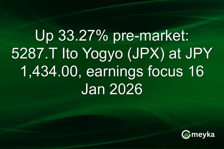 Up 33.27% pre-market: 5287.T Ito Yogyo (JPX) at JPY 1,434.00, earnings focus 16 Jan 2026