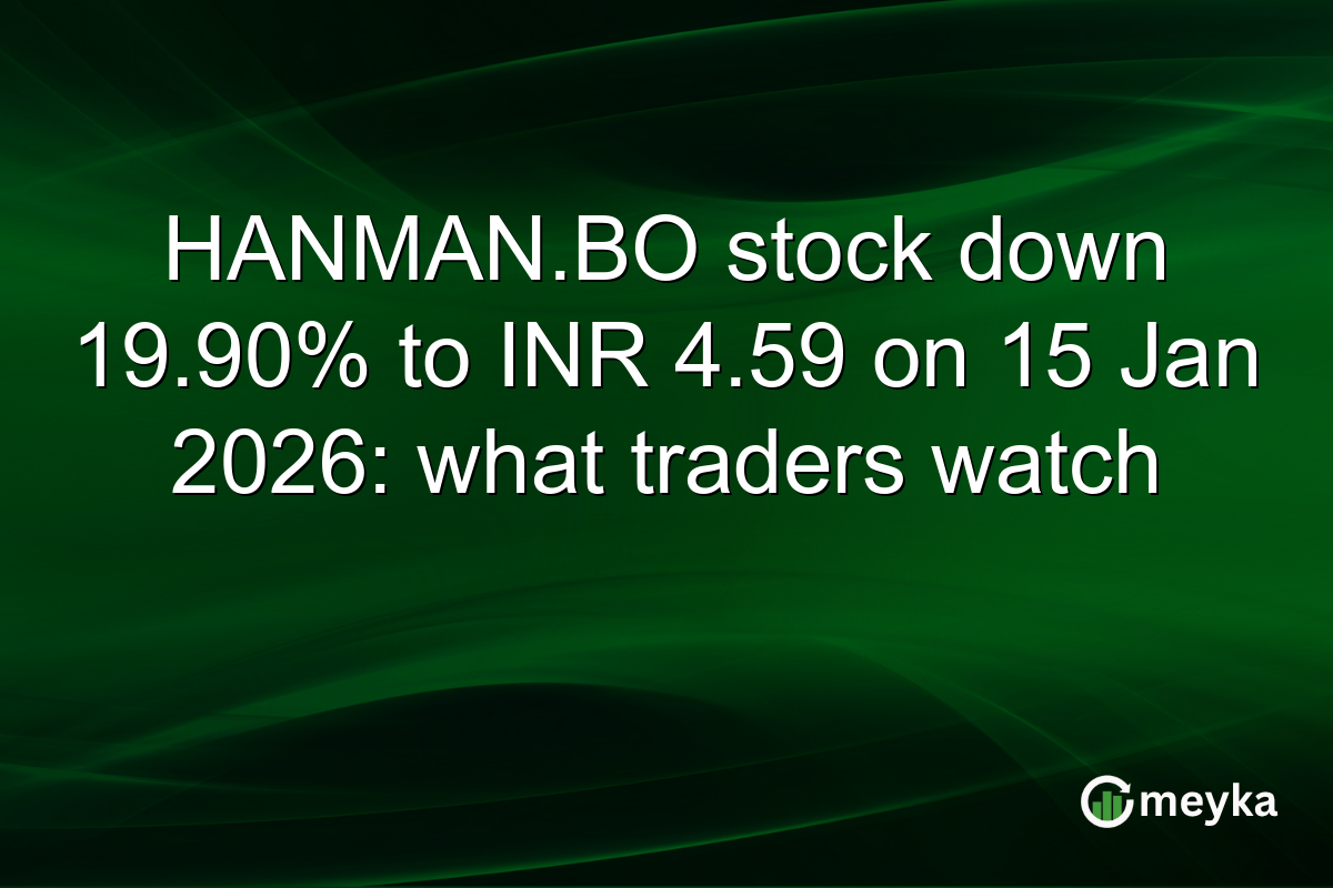 HANMAN.BO stock down 19.90% to INR 4.59 on 15 Jan 2026: what traders watch