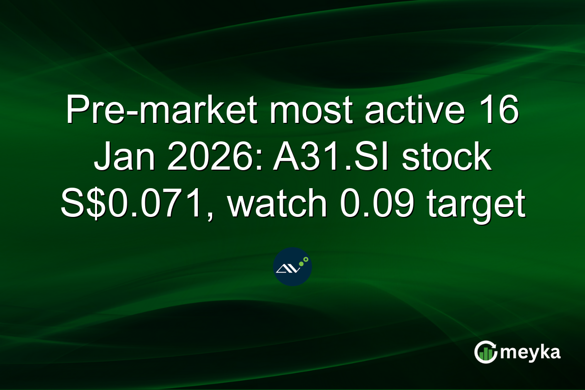 Pre-market most active 16 Jan 2026: A31.SI stock S$0.071, watch 0.09 target