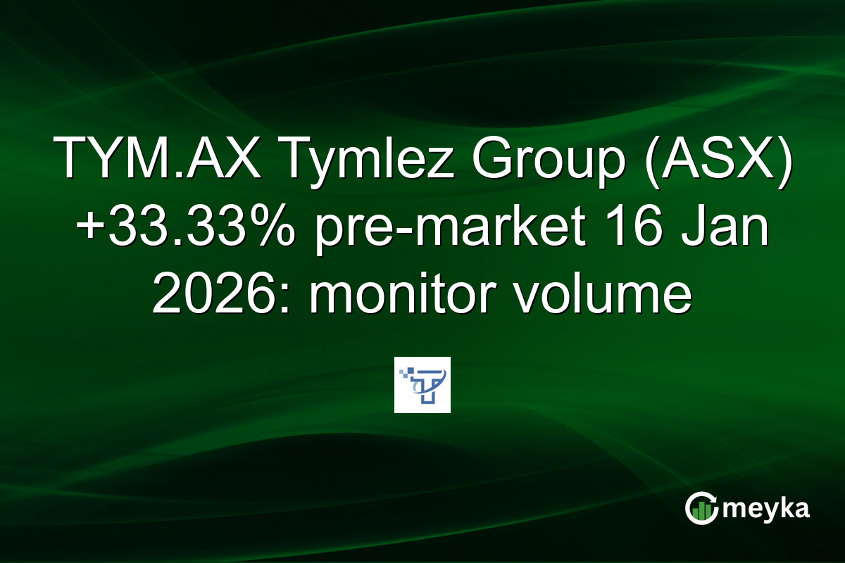 TYM.AX Tymlez Group (ASX) +33.33% pre-market 16 Jan 2026: monitor volume