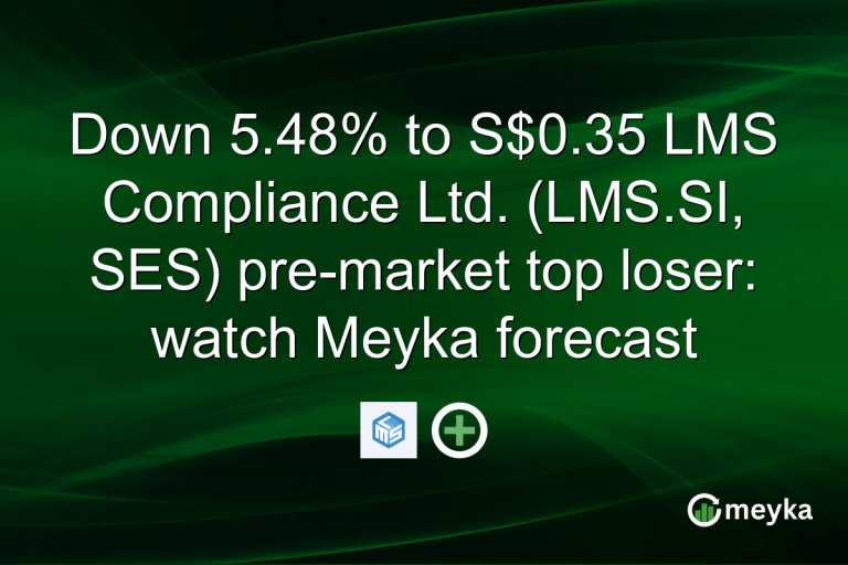 Down 5.48% to S$0.35 LMS Compliance Ltd. (LMS.SI, SES) pre-market top loser: watch Meyka forecast