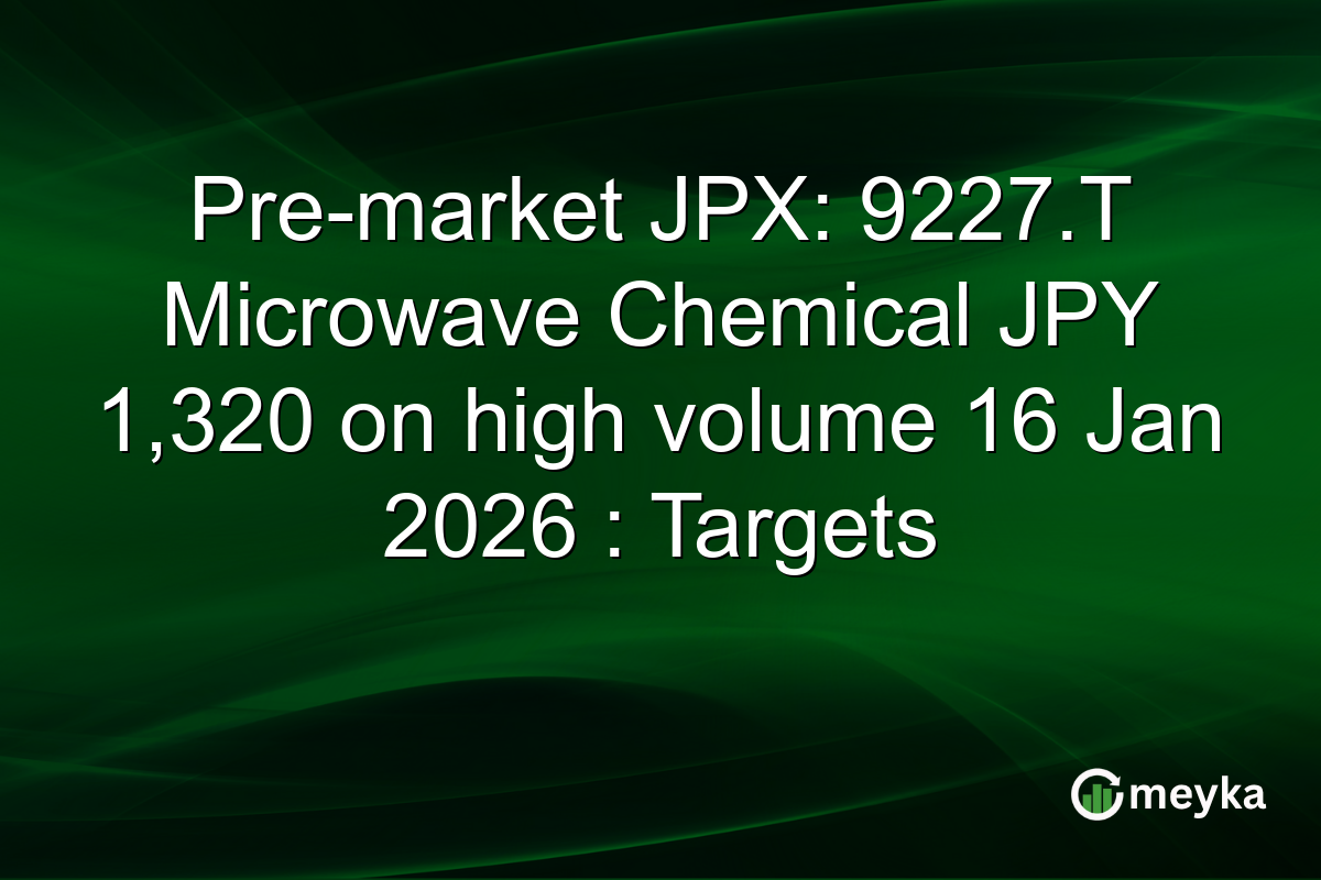 Pre-market JPX: 9227.T Microwave Chemical JPY 1,320 on high volume 16 Jan 2026 : Targets