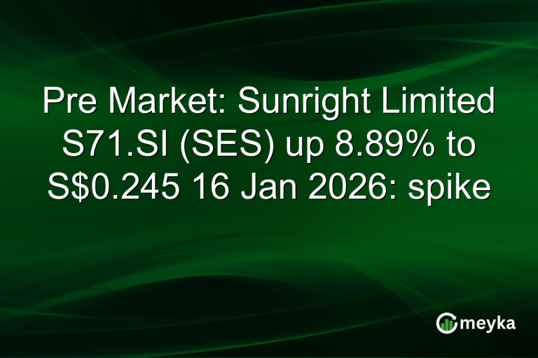 Pre Market: Sunright Limited S71.SI (SES) up 8.89% to S$0.245 16 Jan 2026: spike