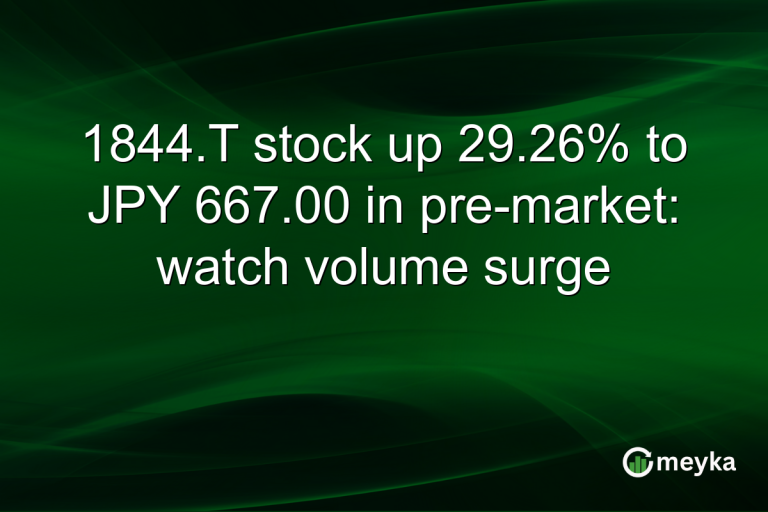 1844.T stock up 29.26% to JPY 667.00 in pre-market: watch volume surge