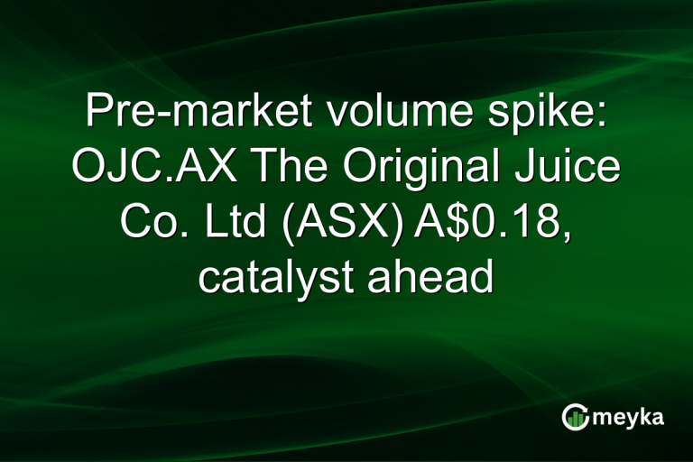Pre-market volume spike: OJC.AX The Original Juice Co. Ltd (ASX) A$0.18, catalyst ahead