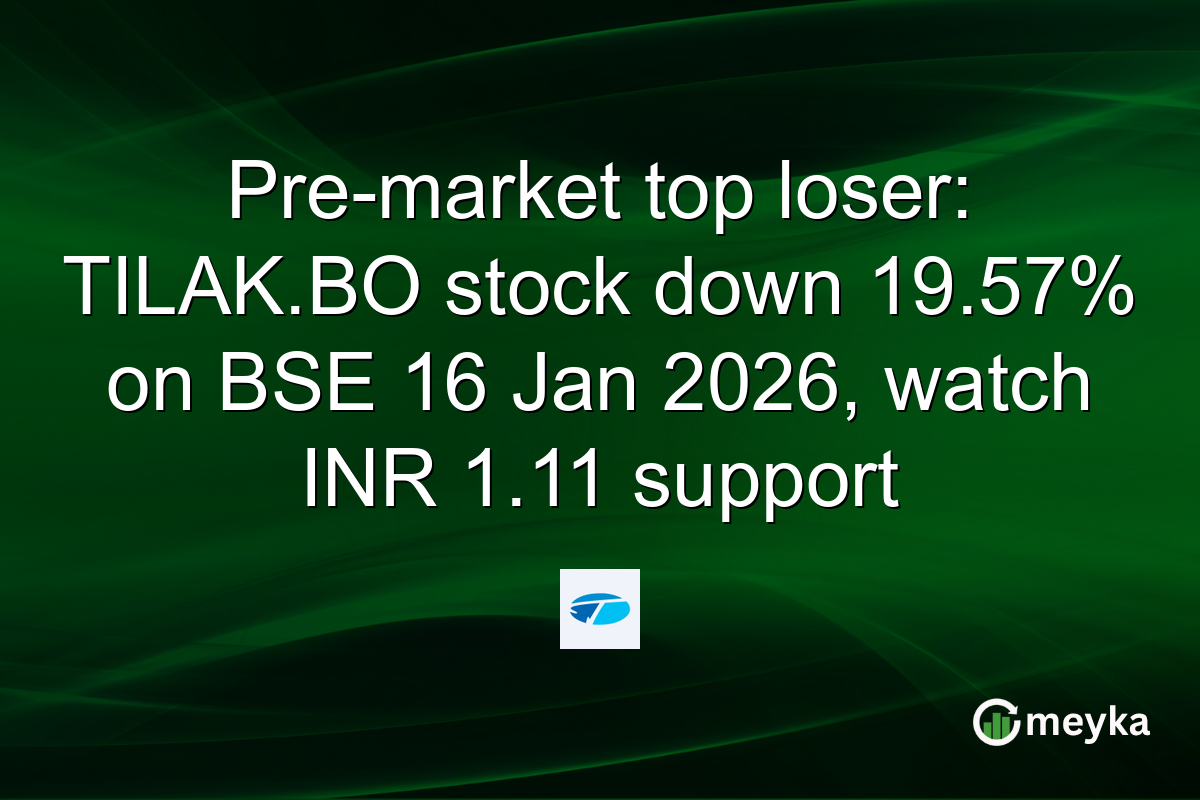 Pre-market top loser: TILAK.BO stock down 19.57% on BSE 16 Jan 2026, watch INR 1.11 support